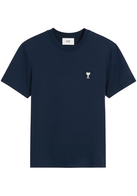 Navy blue logo-detail short-sleeved t-shirt Ami paris - unisex